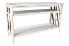 Bridgeport White Nautical Beach Theme Sofa Table With Two Shelves And Rope Accents