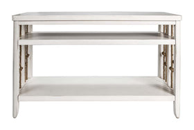 Bridgeport White Nautical Beach Theme Sofa Table With Two Shelves And Rope Accents