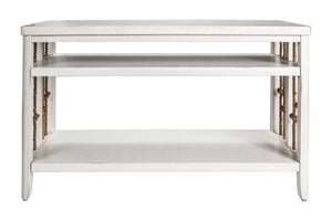 Bridgeport White Nautical Beach Theme Sofa Table With Two Shelves And Rope Accents