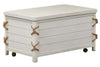 Image of Bridgeport White Nautical Beach Theme Cedar Lined Storage Trunk Coffee Table With Rope Accents