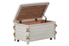 Image of Bridgeport White Nautical Beach Theme Cedar Lined Storage Trunk Coffee Table With Rope Accents