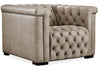 Image of Savion Taupe "Quick Ship" Leather Living Room Furniture Collection