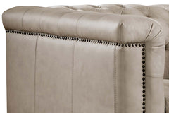Bromley Taupe Power Quick Ship Chesterfield Leather Recliner Chair
