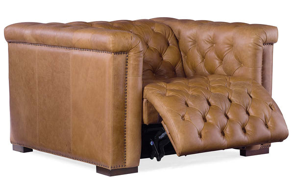 Bromley Coin Power Quick Ship Chesterfield Leather Recliner Chair
