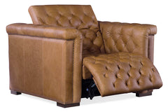 Bromley Coin Power Quick Ship Chesterfield Leather Recliner Chair