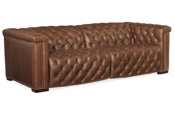 Bromley Lodge Chesterfield 88 Inch "Quick Ship" Wall Hugger Power Leather Reclining Sofa- OUT OF STOCK UNTIL 12/29/21