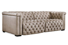 Bromley Taupe Chesterfield 88 Inch "Quick Ship" Wall Hugger Power Leather Reclining Sofa OUT OF STOCK UNTIL 1/13/22