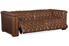 Bromley Lodge Chesterfield 88 Inch "Quick Ship" Wall Hugger Power Leather Reclining Sofa- OUT OF STOCK UNTIL 12/29/21