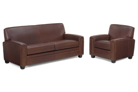 Burton "Designer Style" Leather Queen Sleeper Sofa & Recliner Set