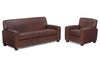 Image of Burton "Designer Style" Leather Sofa & Recliner Set