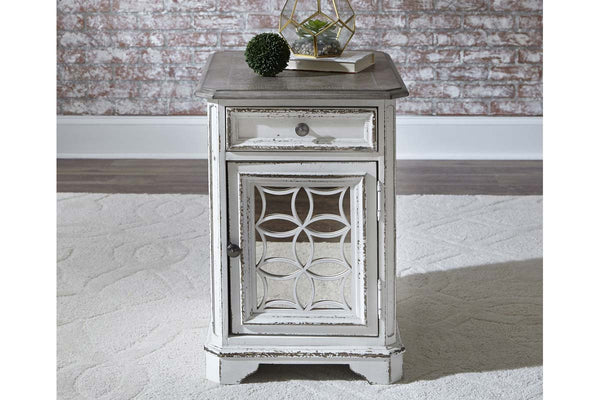 Canterbury Antique White Chair Side Table With Single Drawer And Door Storage