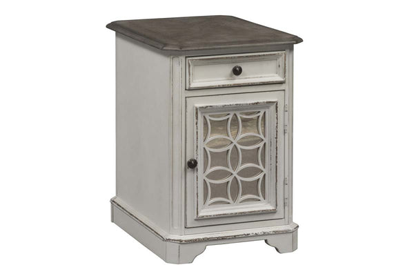 Canterbury Antique White Chair Side Table With Single Drawer And Door Storage