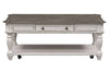 Image of Canterbury Large Distressed Antique White Single Drawer Coffee Table With Shelf