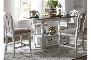 Canterbury 5 Piece Antique White Counter Height Gathering Table Dining Set