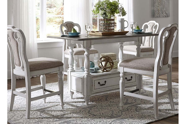 Canterbury 5 Piece Antique White Counter Height Gathering Table Dining Set