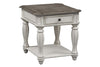 Image of Canterbury Antique White End Table With Single Drawer And Shelf