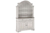Image of Canterbury Traditional Antique White Storage Dining Buffet With Lighted Hutch