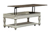 Image of Canterbury Large Distressed Antique White Lift Top Coffee Table With Shelf
