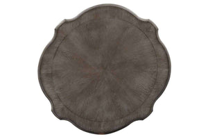 Canterbury Round Antique White Cocktail Table With Single Drawer And Shelf