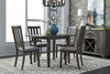 Image of Carson 5 Piece Drop Leaf Dining Table Set In Greystone Finish With Slat Back Side Chairs