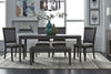 Image of Carson 6 Piece Rectangular Leg Table Dining Set In Greystone Finish With Upholstered Chairs And Dining Bench