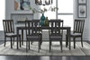 Image of Carson 7 Piece Rectangular Leg Table Dining Set In Greystone Finish With Slat Back Side Chairs