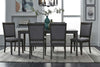 Image of Carson 7 Piece Rectangular Leg Table Dining Set In Greystone Finish With Upholstered Back Side Chairs