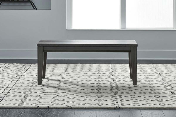 Carson 6 Piece Rectangular Leg Table Dining Set In Greystone Finish With Upholstered Chairs And Dining Bench