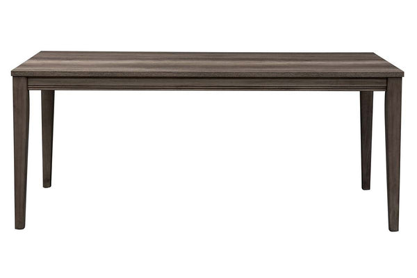 Carson 6 Piece Rectangular Leg Table Dining Set In Greystone Finish With Slat Back Chairs And Dining Bench