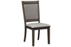 Image of Carson 5 Piece Drop Leaf Dining Table Set In Greystone Finish With Upholstered Back Side Chairs