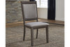 Image of Carson 5 Piece Drop Leaf Dining Table Set In Greystone Finish With Upholstered Back Side Chairs