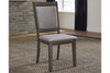 Image of Carson 7 Piece Rectangular Leg Table Dining Set In Greystone Finish With Upholstered Back Side Chairs