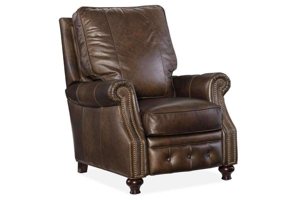 Gordon Cocoa Quick Ship Classic Leather Recliner With Tufting Details