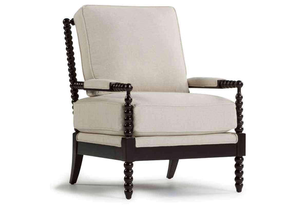 Viola Fabric Accent Chair With Decorative Wood Base
