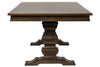 Image of Chauncey Traditional Antique Brownstone 5 Piece Rectangular Trestle Table Set With Classic Linen Side Chairs