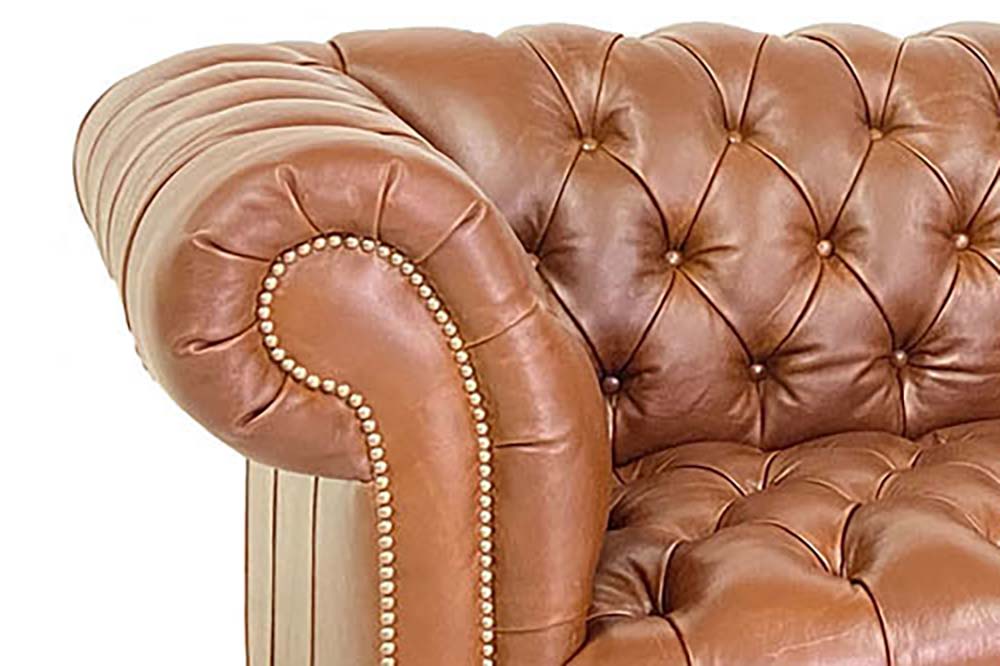 Chesterfield Leather Sofa With Tufted