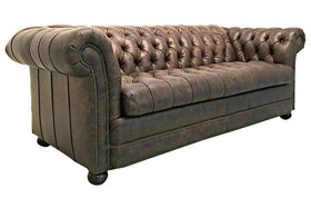Chesterfield 93 Inch Tufted Leather Sleeper Sofa
