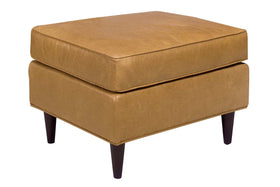 Chet "Designer Style" Mid-Century Modern Leather Ottoman