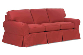 Chloe 84 Inch Slipcovered 3-Seat Sofa With Skirt