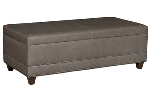 Connolly 54 Inch Leather Storage Ottoman With Nails