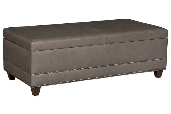 Connolly 54 Inch Leather Storage Ottoman With Nails