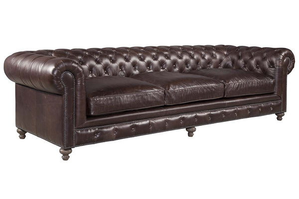 Cornelius 118" Inch "Quick Ship" Tufted Leather Chesterfield Sofa