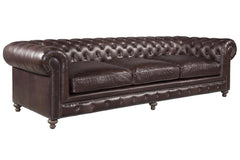 Cornelius 118 Inch Quick Ship Chesterfield Leather Sofa