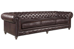 Cornelius 118 Inch Quick Ship Chesterfield Leather Sofa-out of stock until 02/29/2024