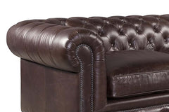Cornelius  90" Inch "Quick Ship" Tufted Leather Chesterfield Sofa-OUT OF STOCK UNTIL 10/22/2021