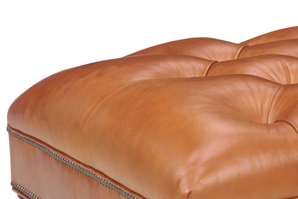 Crispin 48 Inch Rectangular Deep Button Tufted Ottoman With Nailhead Trim