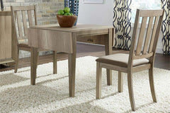 Cyrus 3 Piece Drop Leaf Dining Table Set In Sandstone Finish With Slat Back Side Chairs