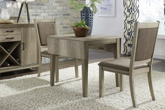 Cyrus 3 Piece Drop Leaf Dining Table Set In Sandstone Finish With Upholstered Back Side Chairs