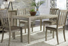 Image of Cyrus 5 Piece Rectangular Leg Table Dining Set In Sandstone Finish With Slat Back Side Chairs