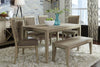 Image of Cyrus 6 Piece Rectangular Leg Table Dining Set In Sandstone Finish With Dining Bench
